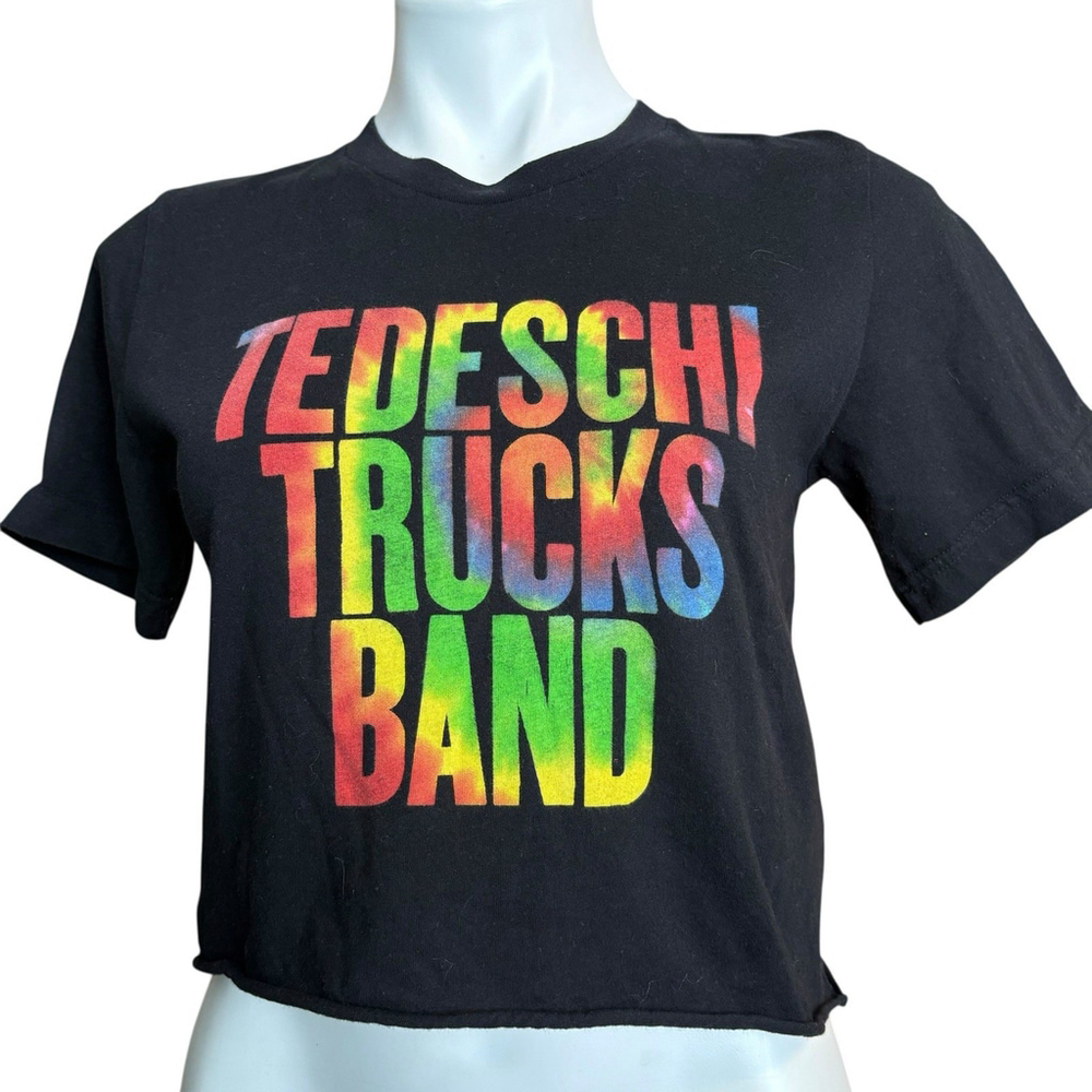 Tedeschi Trucks Band Cropped Graphic T Shirt Black Rainbow Logo Size S - Picture 2 of 10